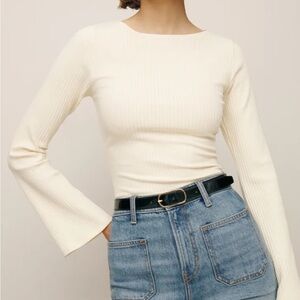 Reformation Miller Knit Top Ivory - Size S